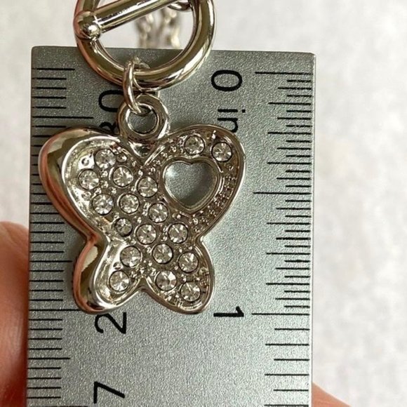 Silver Pave Butterfly charm Bracelet Rolo Toggle - Picture 7 of 10